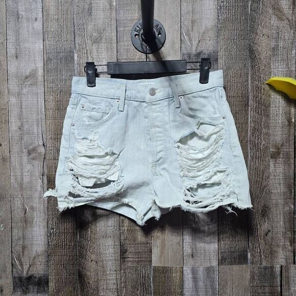 Agolde Anja Ripped Button Fly Shorts - Picture 1 of 5